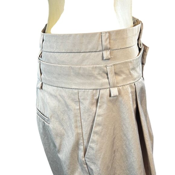 Zara Double Waist Wide Leg Trouser in Khaki Size Medium - Picture 10 of 11